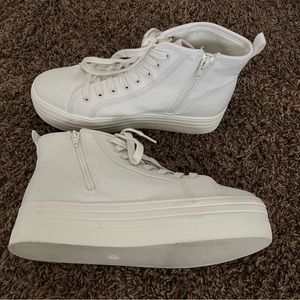 NWOT size 8 1/2 women’s white Mad Love high top platform sneakers